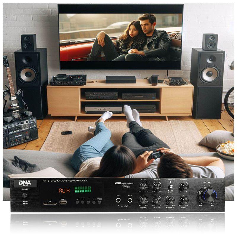 Dna Ampli 5.0 Stereo Hifi Garso Stiprintuvas Bluetooth Usb Sd Fm Aux Nuotolinio Valdymo Pultas
