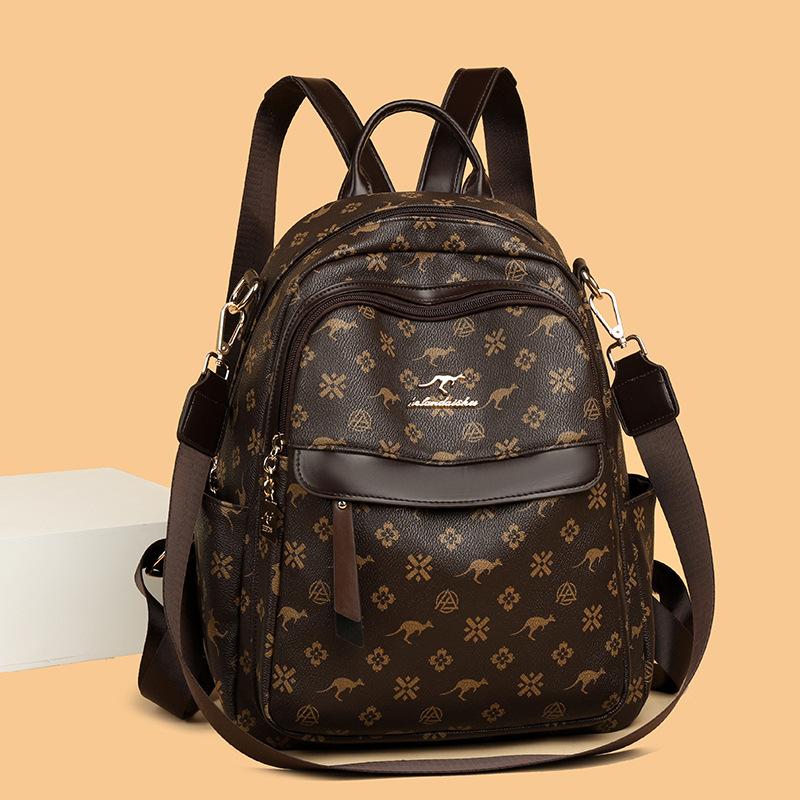 Schoolbag Bag Women's 1011 New Printing Fashion Trendy Single Shoulder Double Shoulder Three-purpose Multi-functional Large-capacity Travel Backpack