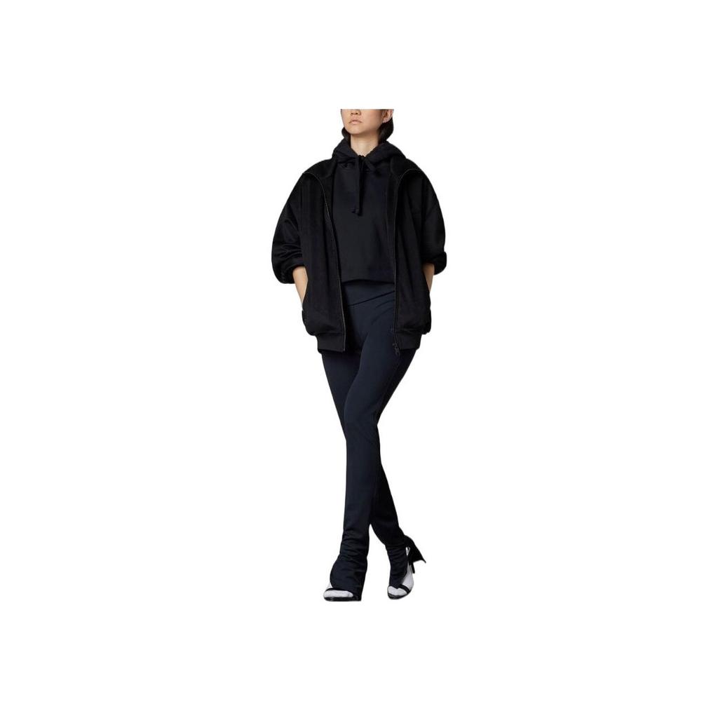 Adidas Originals X Blue Version Crop Hoodie Solid Logo Embroidery Casual Short Sleeve Sweatshirt Women Hoodies Black HK7228