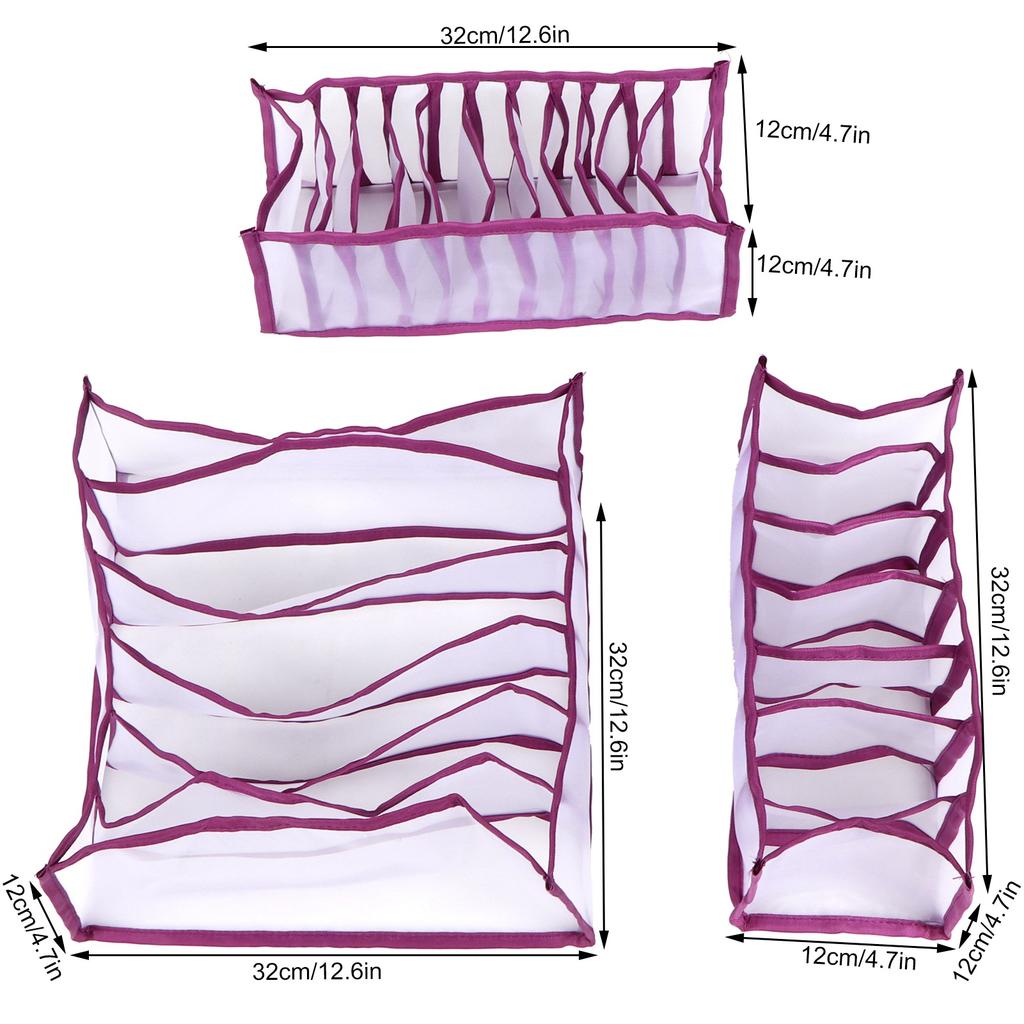 3PcsCelsiusSet Foldable Underwear Storage Box with Compartments Socks Bra Drawers Divider