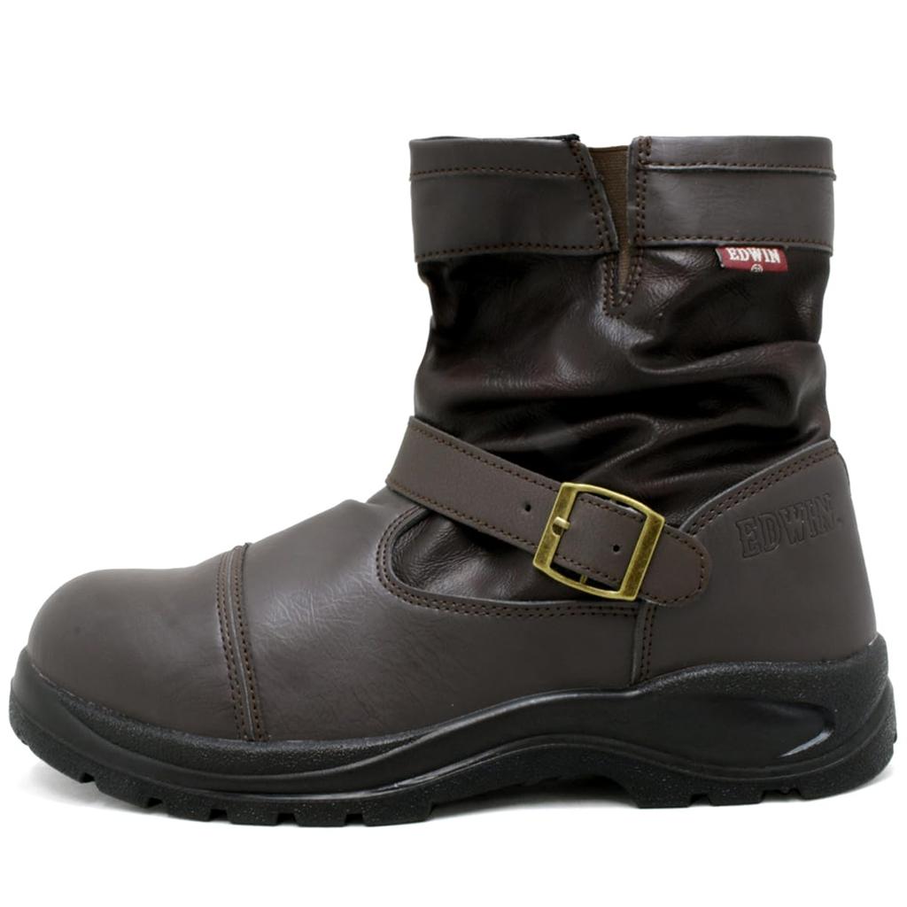 Edwin esm500 Safety Steel Toe Wide Engineer Side Zipper Dark Size Men's Boots, Cap, Width, 4E, Lightweight, Boots, Shock-Absorbing Sole, Closure,
