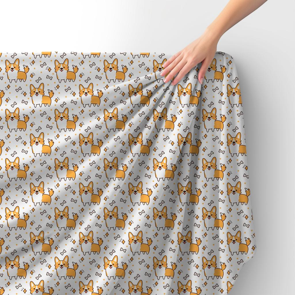 Royal Samt Stoff Polyester Zum Nähen - Motiv Hunde Knochen