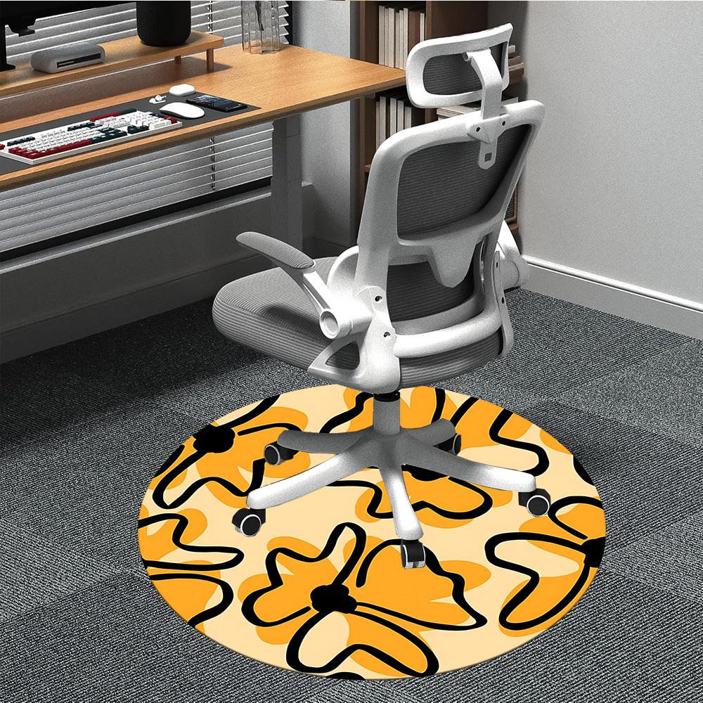 

1PC Floral Pattern Chair Carpet for Office, Indoor Non-Slip Washable Carpet, Soft Comfortable Mat For Office Room yy250930094 80cm by 80cm