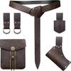 Middeleeuwse Kunstlederen Middeleeuwse Viking Ridder Riem Koperen Munt Taille Tas Cosplay Rollenspel Podium Rekwisiet