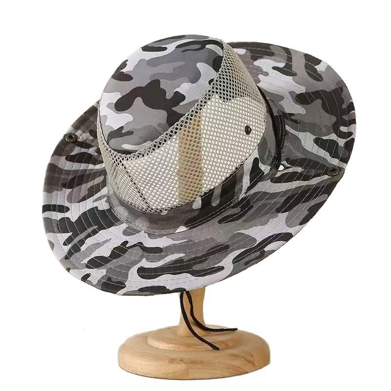 Bucket hat summer sun protection sun hat men's outdoor mountaineering fishing hat face protection neck integrated hat big brim sun hat