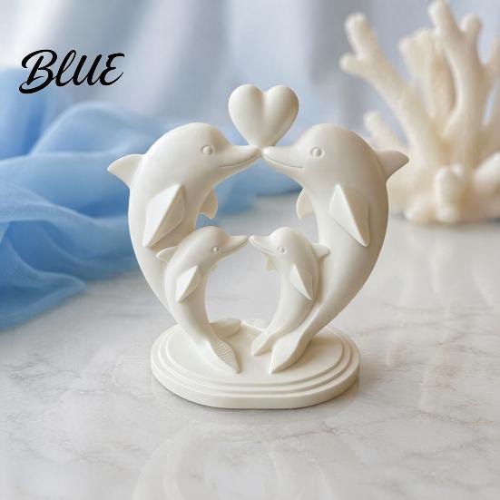 Hartvormige Beeldjes voor Woonkamer 3D Geprinte Dolfijnenfamilie van Vier Ornament met Ontwerp Minimalistisch Uniek Planken Bureau Dierenbeeld