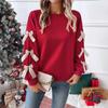 Women S Red Bow Crew Neck Long Sleeve Casual Sweatshirt