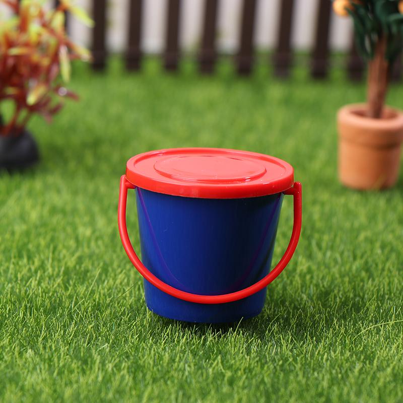 1/12 Dollhouse Mini Buckets With Cover Dollhouse Kitchen Bucket Decoration Dolls House Home Accessories