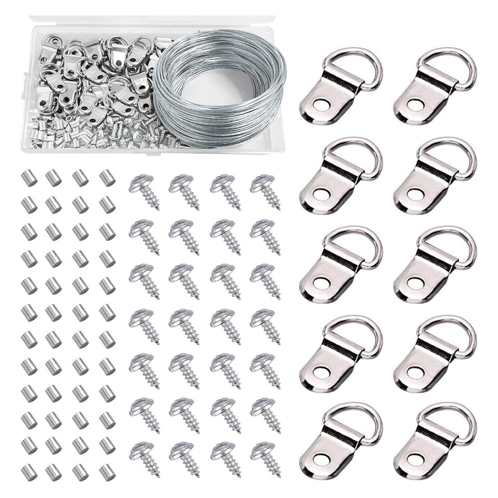 

Комплект металлической проволоки для рамок для картин длиной 30 м с вешалками и обжимными гильзами. Комплект металлической проволоки для рамок и зеркал, 131 шт.