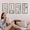 Art Deco Abstract Woman Line Metal Wall Art Set of 4 Modern Matte Black Minimalist Home Decor