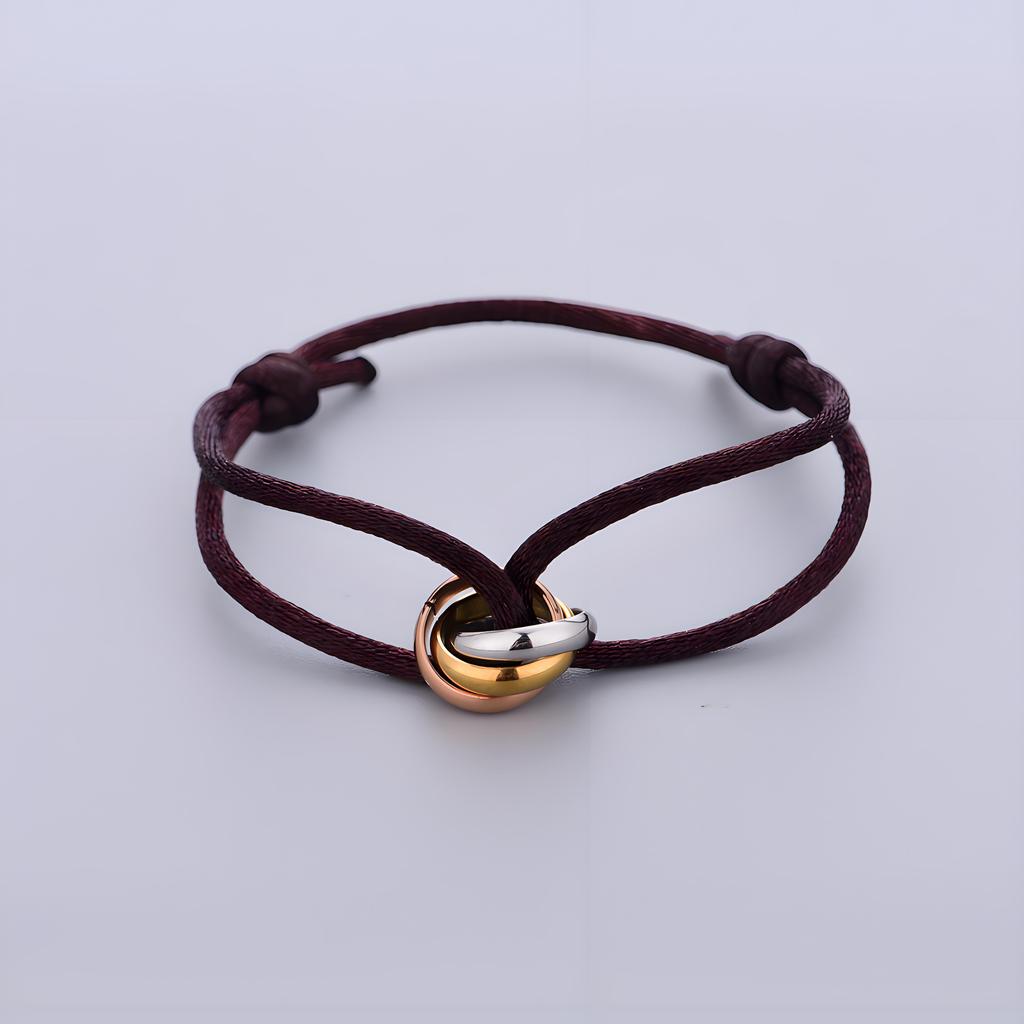 Trinity Bracelet Stainless Steel Circle Women's Bracelet Different Colors of Rope Classic Popular Tricolor GradientJewelry