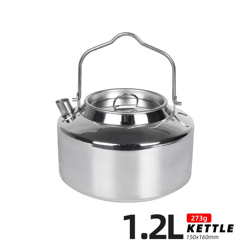 Portable Outdoor Stainless Steel Camping Kettle - Perfect for Hiking, Fishing, Picnics, and Self-Driving Trips
