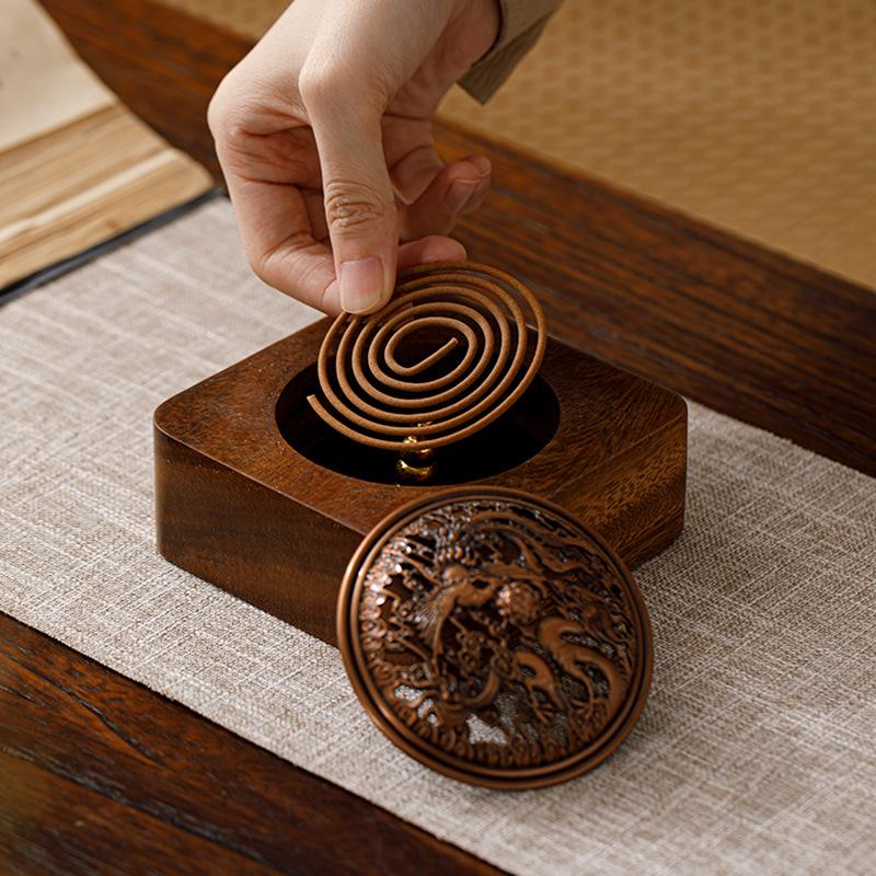 Creative Empty Incense Stick Burner Storage Boxes with Lid Square Shape of Wood Incense Box Home Use Tea Ceremony Incense Burner