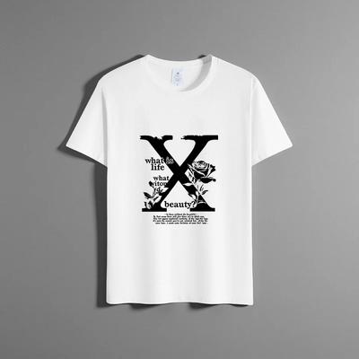 Summer New Unisex Versatile Pure Cotton T-shirt Fashionable Casual Round Neck Top Breathable Loose Fit Print Short Sleeved Shirt