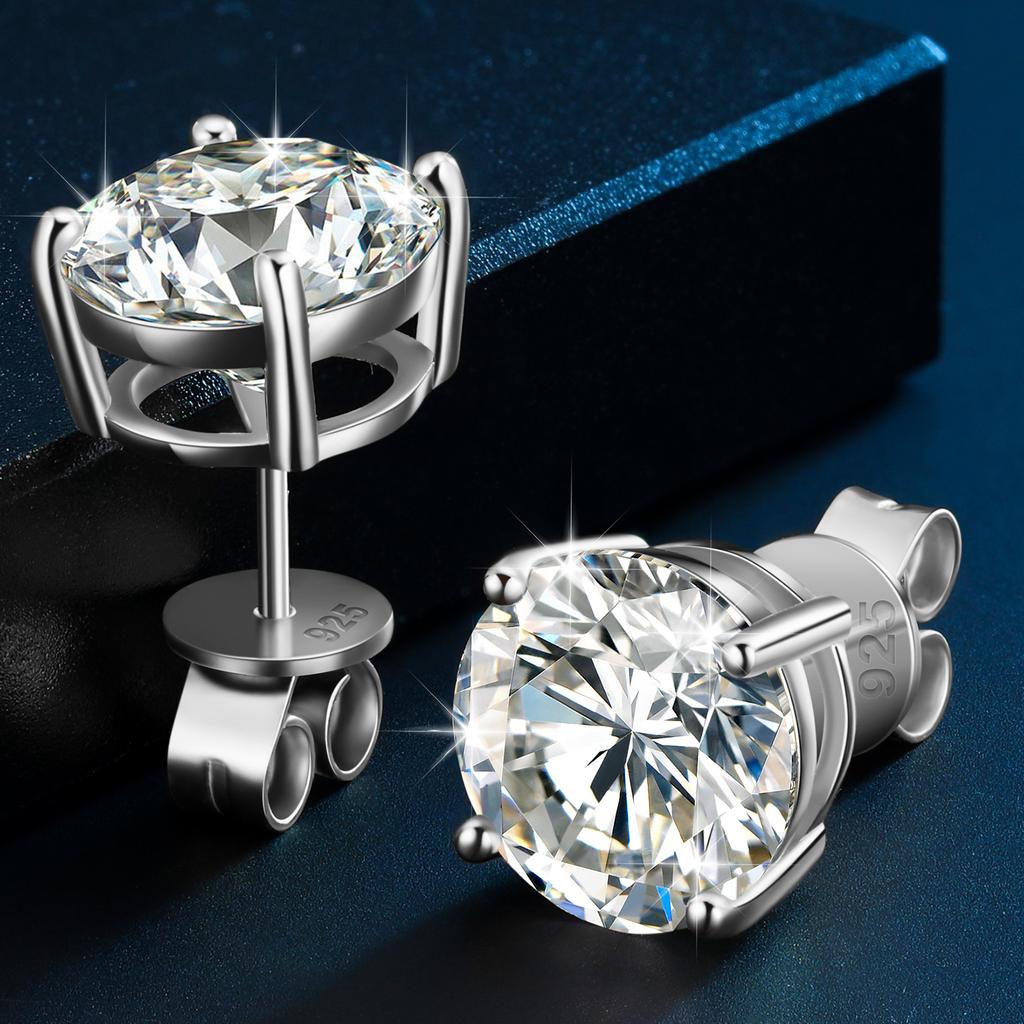 3mm-10mm 18K Gold Plated 925 Sterling Silver VVS Moissanite  Women Mossanite Stud Earrings Men