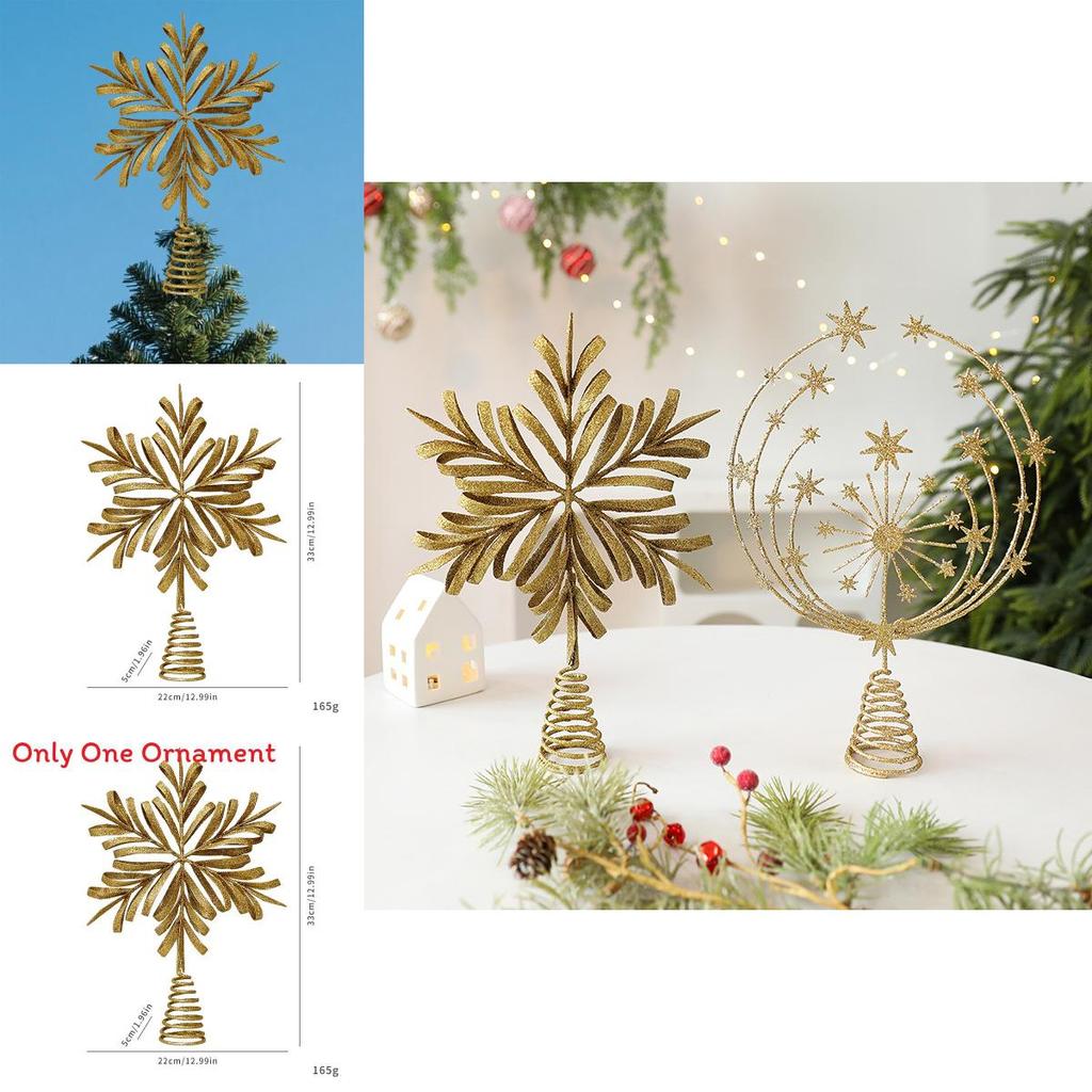Christmas Tree Topper With Snowflake And Star Iron Art Decoration For Holiday Festivities