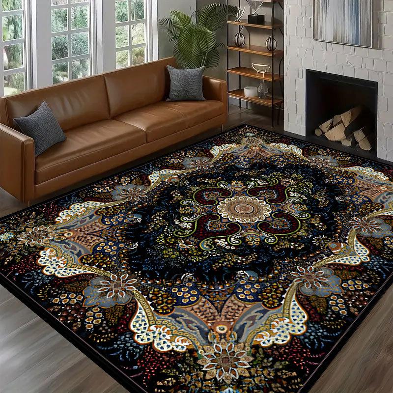 1 pièce Tapis Européen Rétro Grand pour Salon Tapis de Décoration de Luxe Antidérapant Chambre Dressing Tapis Doux Lavable Tapis de Zone 60x90cm