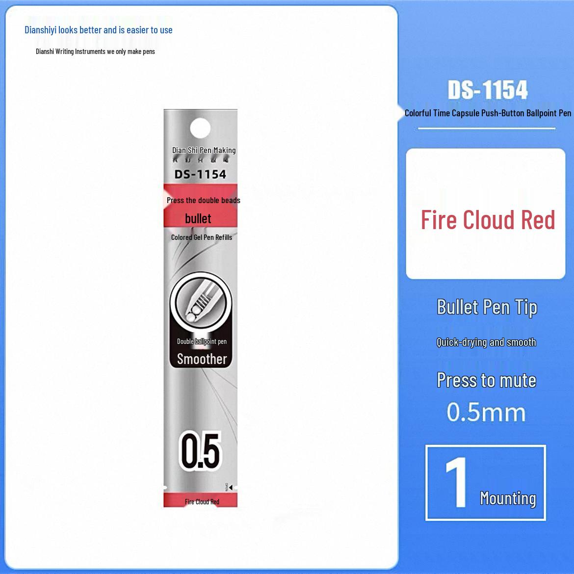 Dianshi Cruise Capsule Gel Pen: Quick-Drying, Tri-Color for Note-Taking and Practice. 0.5mm Bullet Tip
