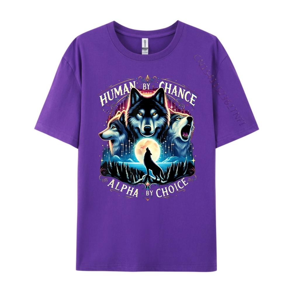 Human By Chance Alpha By Choice Cool Wolves Funny Wolf Meme Anime T Shirts Halloween Tee Shirt