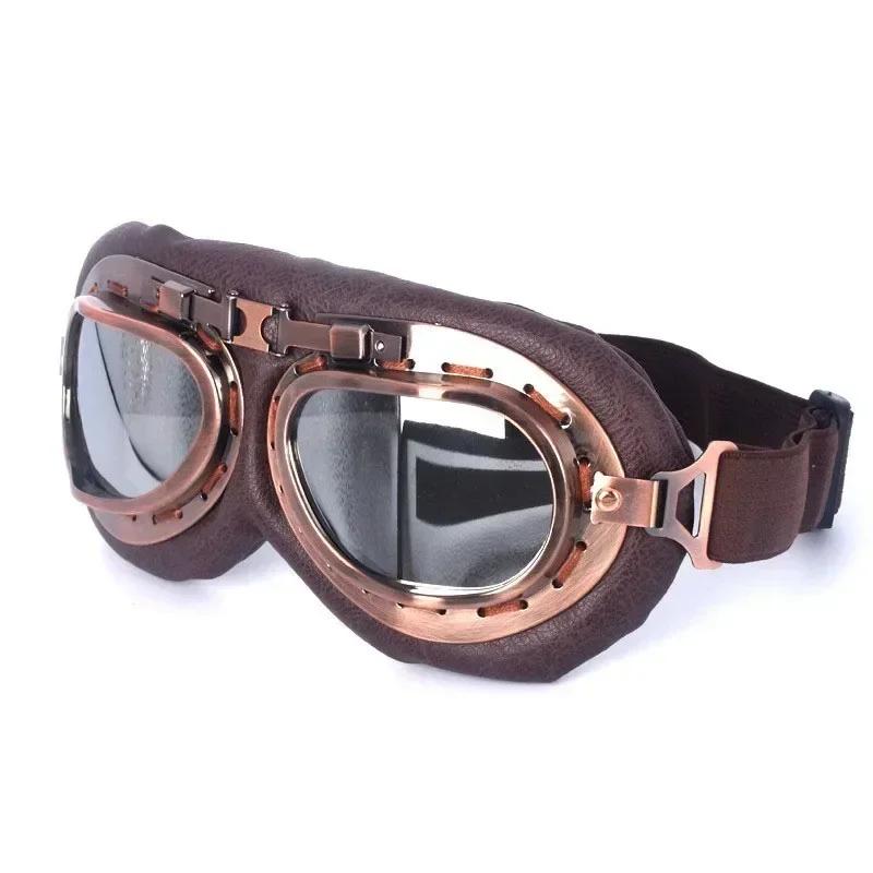 Ochelari de protecție retro pentru motocicletă Ochelari de protecție vintage pentru moto clasică pentru cască de cupru Harley Pilot Steampunk ATV