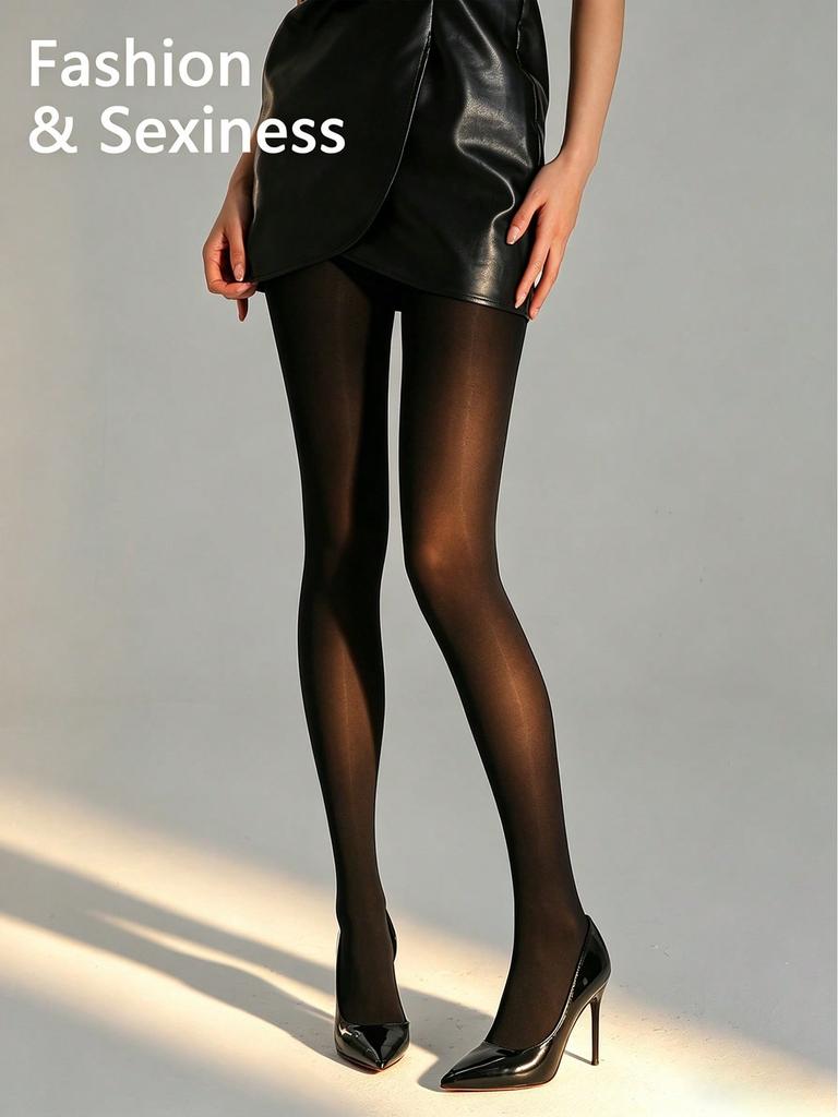 1 Pair Women Black Sheer Tights S-Xl Stretchy High Waist Pantyhose Stockings
