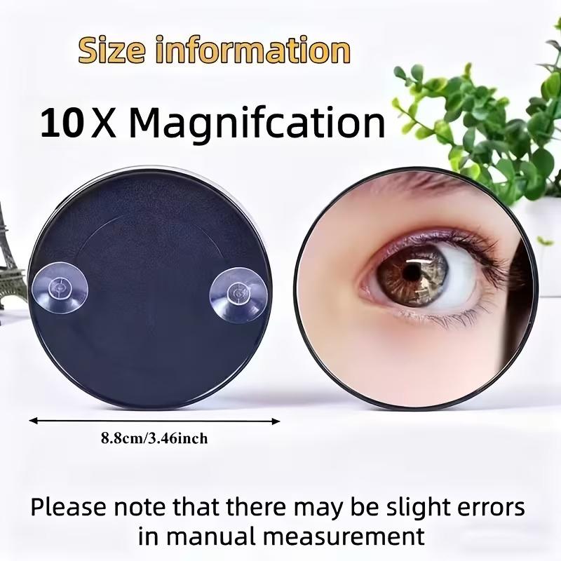 10x Magnifying Makeup Mirror, Portable Black Wall-Mounted Mirror with Dual Suction Cups,Compact Travel Dressing Mirror for Women