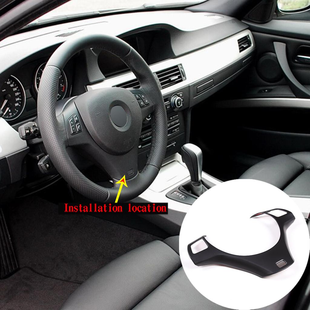 Matte Black Steering Wheel Trim Cover For 2005-2012 BMW 3 Series E90 E92 E93
