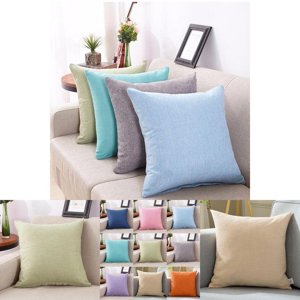 Luxurious Pure Color Cotton Linen Throw Pillow Cover For Home Office Sofa Decor