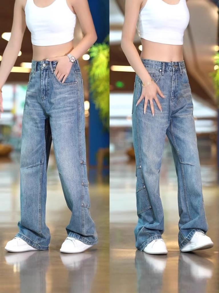 New Retro Trendy Jeans, One Piece of American Straight Wide-leg Trousers for Men and Women