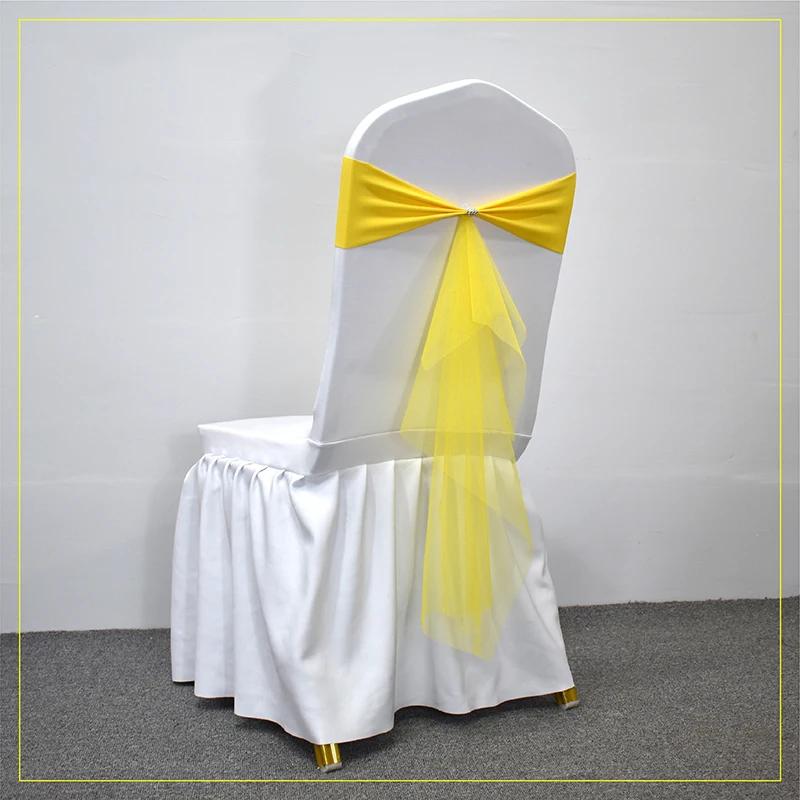 10/50 pièces Stretch Spandex Nœuds de Chaise avec Ruban Organza à Nouer Pour Banquet Fête Mariage Élastiques Écharpes de Chaise