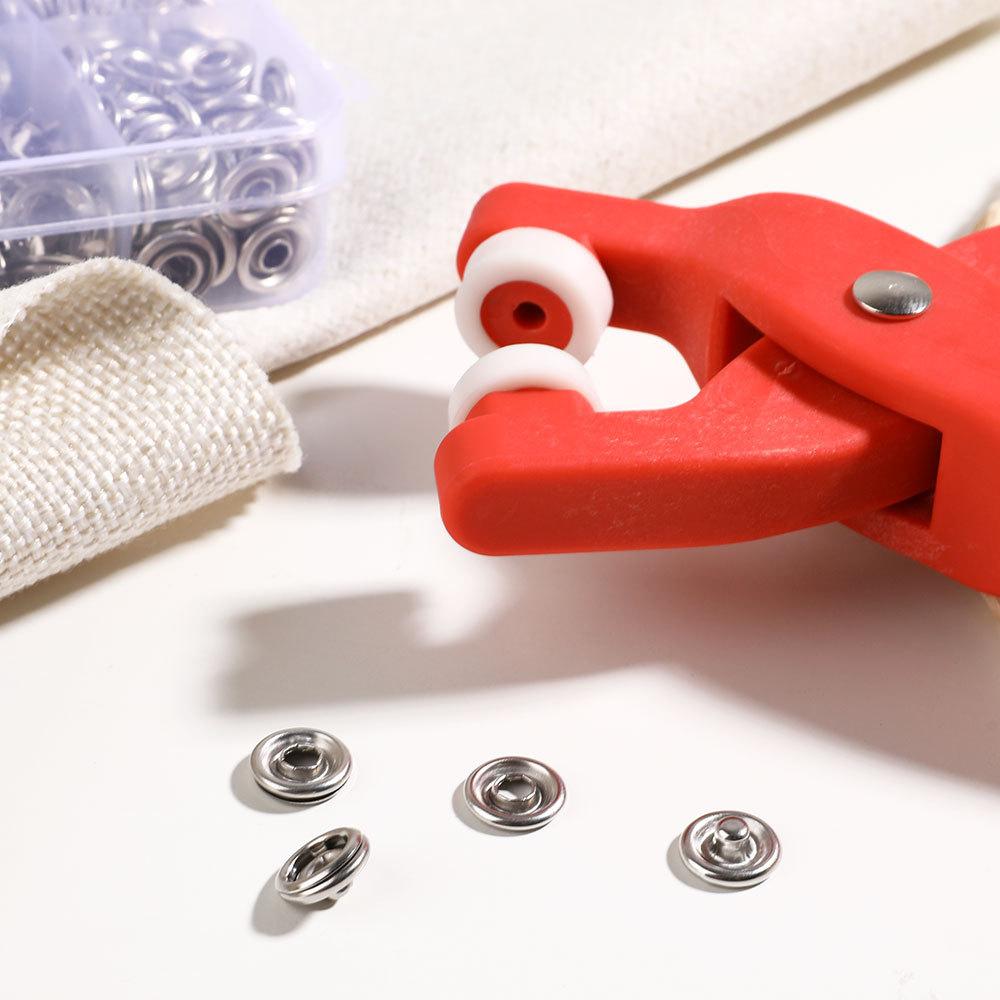 Metal Snap Button Kit with Fastener Pliers No Sewing Snap On Button Kit Rust Proof DIY Press Studs Button Fix Tools for Fabric
