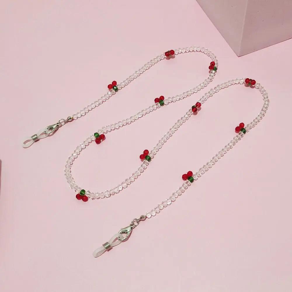 Straps Cherry Eyeglass Lanyard Anti-lost Unisex Acrylic Beaded Chain Face Mask Necklace Crystal Glasses Chain Mask Cord Holder