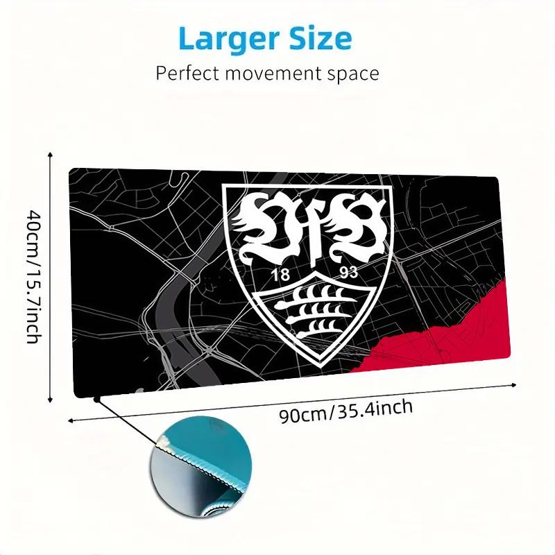VfB Stuttgart Druck Kissen Rutschfest Laptop Tablet Großes Mauspadd XXL Matte Mini-PC Spielmatte Mit Verriegeltem Rand