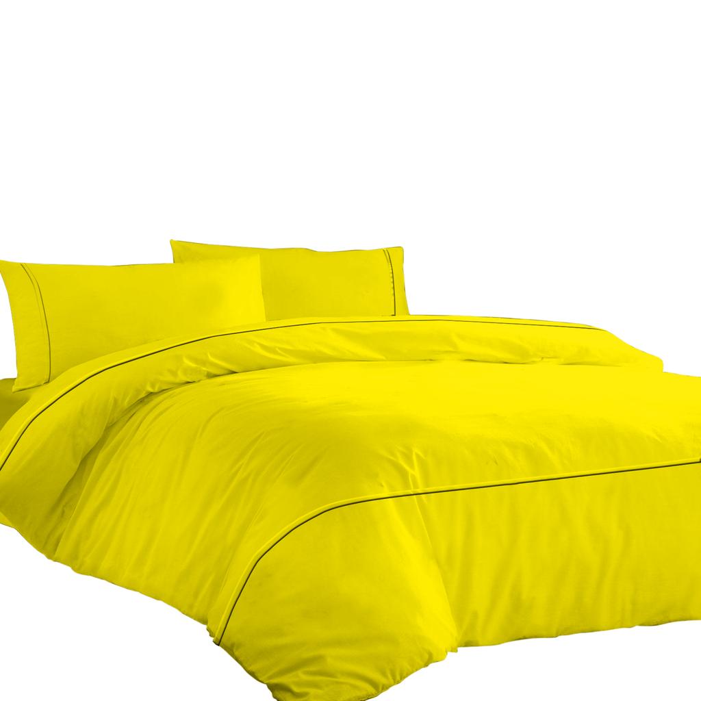 Aukščiausios kokybės 600TC egiptietiško medvilnės antklodės užvalkalų komplektas su stilingais horizontaliais kantais (3 vnt. rinkinys: 1 antklodės užvalkalas ir 2 pagalvių užvalkalai) - Kelių dydžių ir spalvų