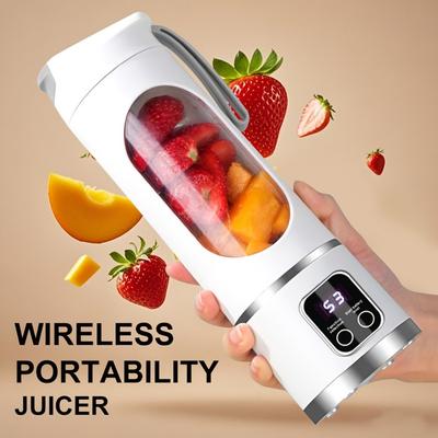 15,22 oz wiederaufladbarer Mini-Mixer] Tragbarer, per USB wiederaufladbarer Mini-Mixer und Entsafter – 3 Modi, Digitalanzeige, 6/12 Klingen, Sicherheitsverriegelung