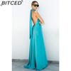 BITCED Summer Sexy Elegance Women's Satin Strapless Ball Gown Party Travel Dress