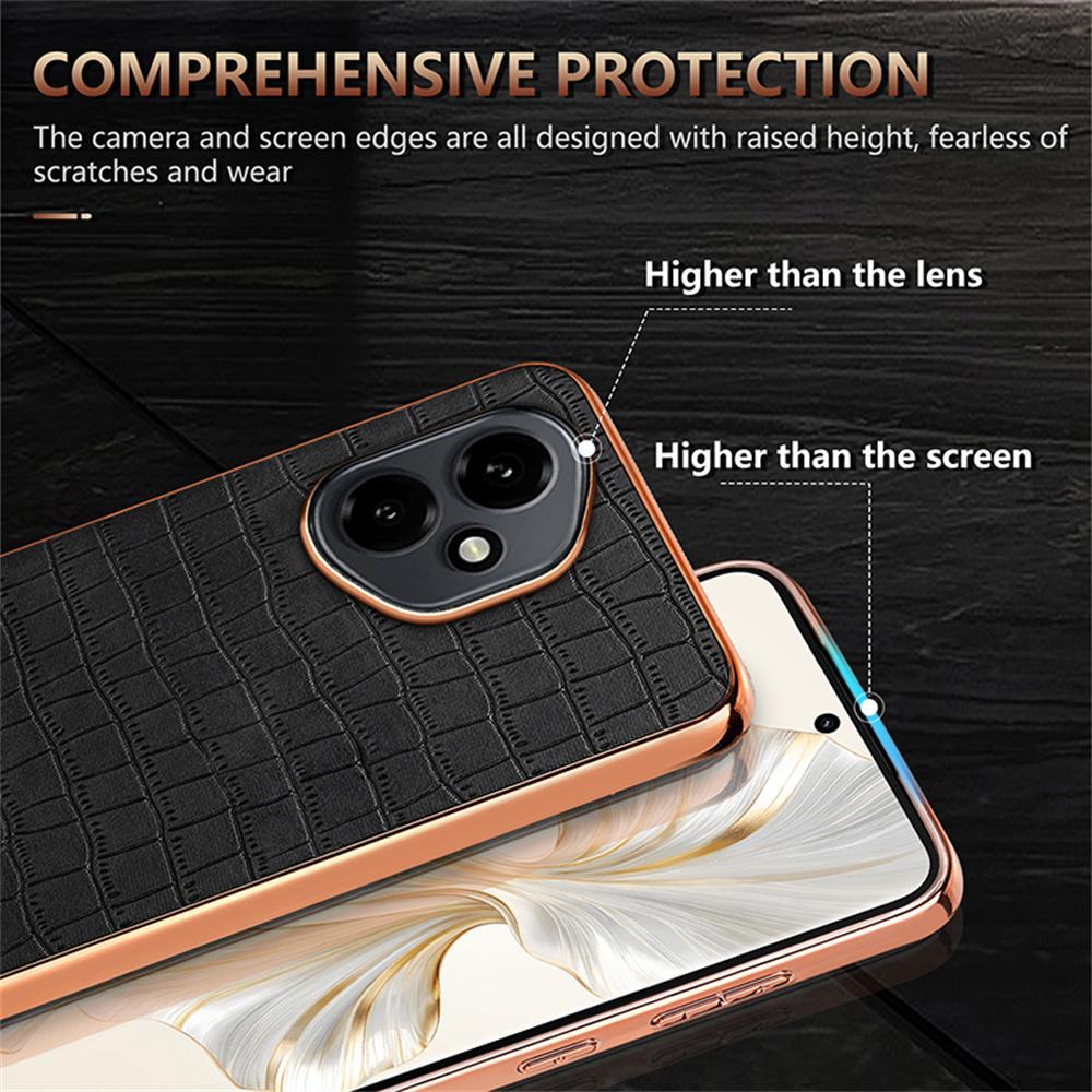 AZNS For Honor 400 5G (Global) Case Electroplating Crocodile Texture PU+TPU Phone Cover
