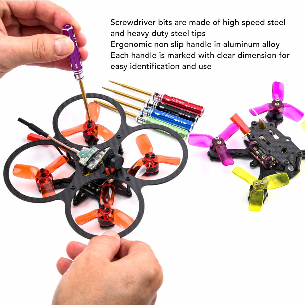 5 szt. Zestaw wkrętaków RC 0,9 mm 1,27 mm 1,3 mm 1,5 mm 2,0 mm Stalowy wkrętak sześciokątny z antypoślizgowym uchwytem do hobby RC