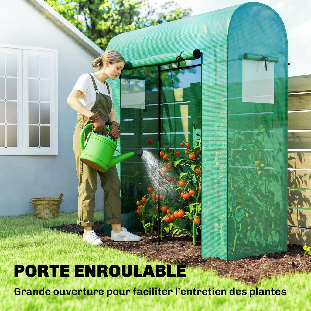 Garden Greenhouse, Balcony, PE Film, Steel Frame, 170 x 68 x 200 cm, Green
