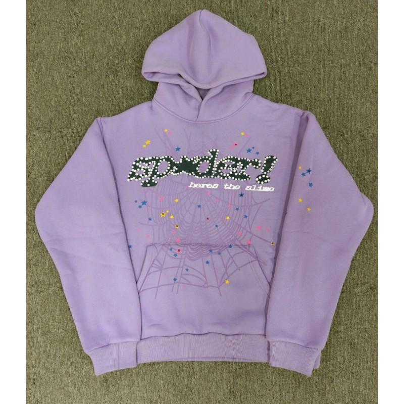 Sp5der Oversized Hoodie Herren Winter Warm Fleecegefüttert Baumwolle Grafikdruck Streetwear