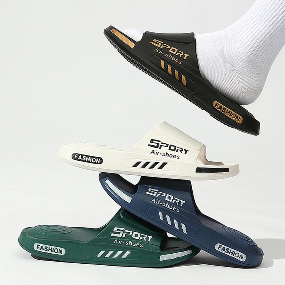 BASATU Fashion Men's Slippers PVC Soft Sole Non-slip Slides Casual Outdoor Beach Flip Flops Home Bathroom Sandal Couples Slipper