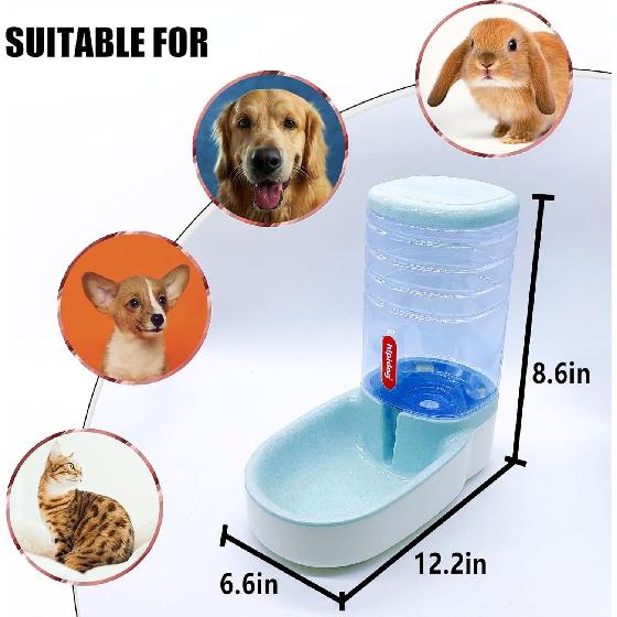 kathson Gravity Dog Water Dispenser Automatic Cat Drinking Water Station 1 Gallon Large Capacity Puppy Water Bowl for Small and Medium Dogs Cats Blue