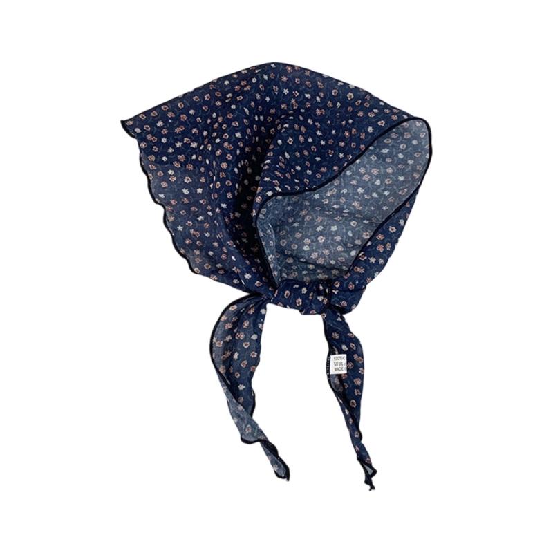 Stylish Flower Pattern Triangular Scarf Breathable Bandana Head Scarf for Women Vacation Wear Photography Accessories