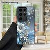 Phone Case: 2D Flat Samsung Galaxy A34 A35 M05 M06 S20 S22 S21 FE Plus 5G Protective Case, Couple Style, Blue and Gold Feather Floral, Christmas and H
