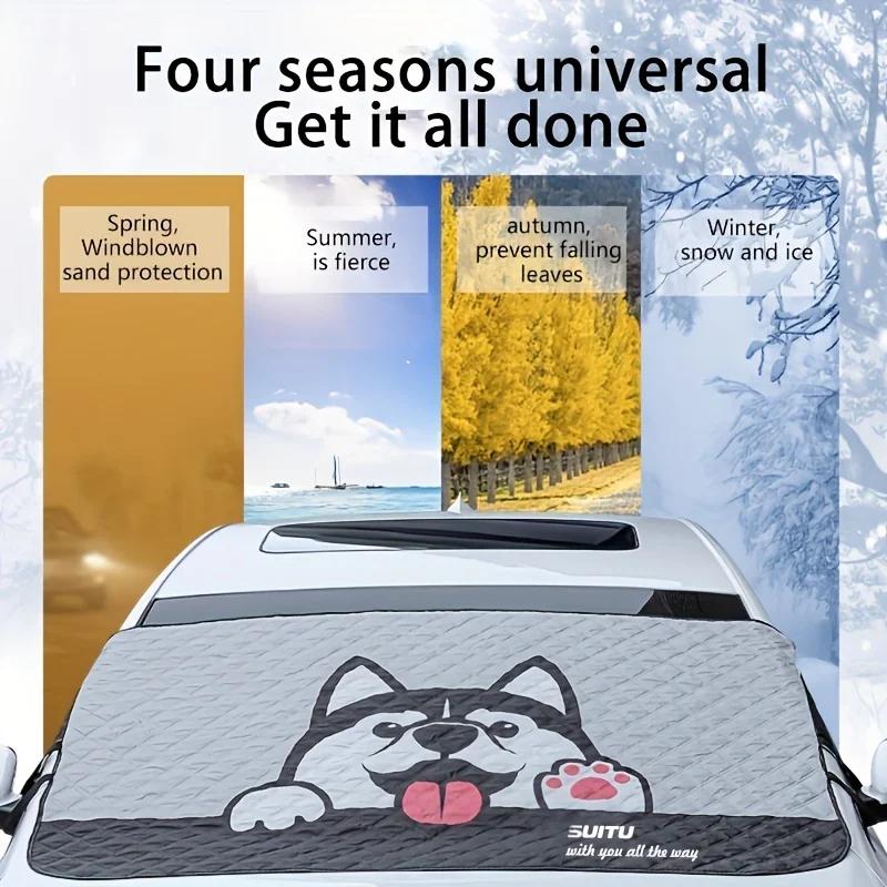 Summer Shade, Winter Shield. Universal Foldable Sunshade with Cute Design - Thermal Insulation Year-Round.