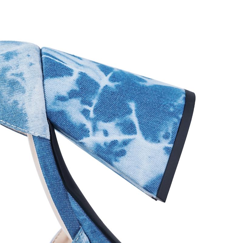 Moda Kaky's Nueva Boca de Pez Impermeable Plataforma Hebilla con Mezclilla Grandes Sandalias de Mujer Tacón Alto Boca de Pez