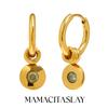 MamacitaSlay 316L Stainless Steel Multi Colored Zircon Hoop Earrings 18K Gold Plated Waterproof Jewelry Women's Minimalist Gifts