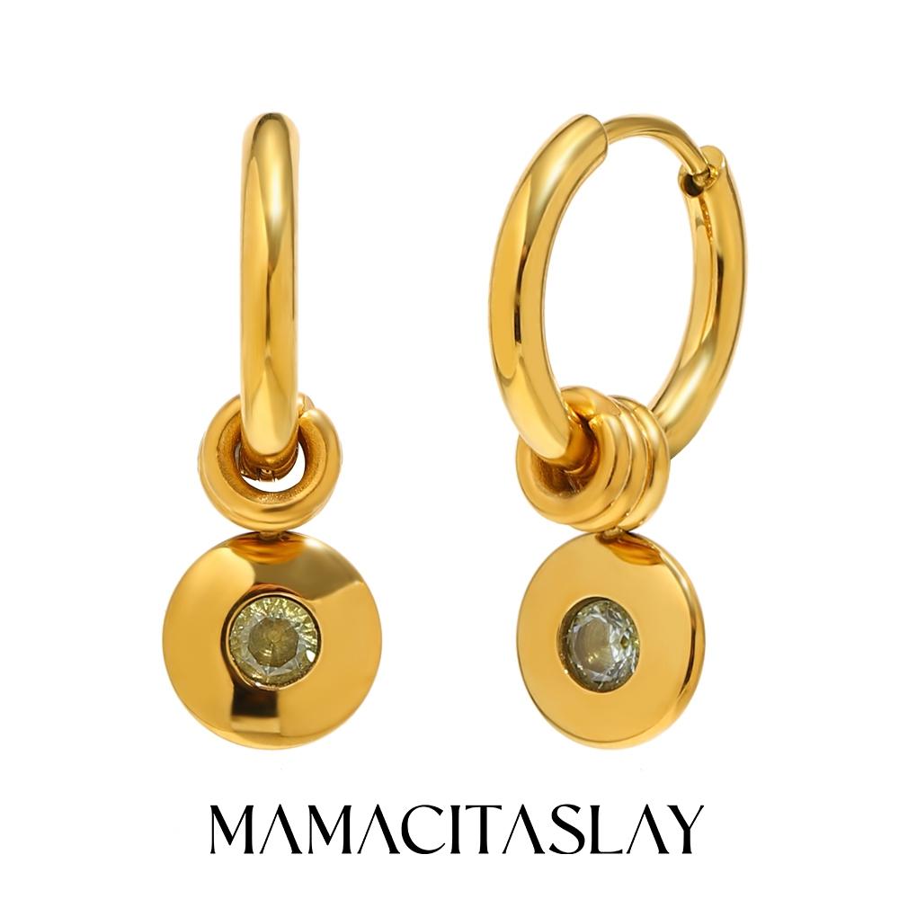 MamacitaSlay 316L Stainless Steel Multi Colored Zircon Hoop Earrings 18K Gold Plated Waterproof Jewelry Women's Minimalist Gifts