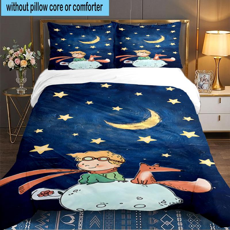 3PCS Little Prince Bedding Set,Including 1pc Duvet Cover And 2pcs Pillowcases Perfect for Bedroom, Dormitory, Large size Fan Christmas gift
