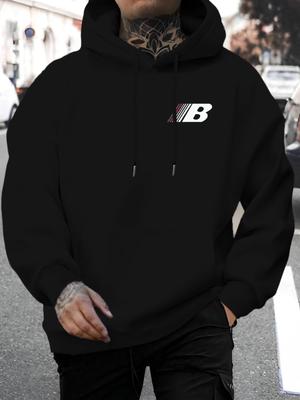 Unisex Casual Versatile Style Fashion Hoodie, New Unique Design with Eye-Catching "Sweatshirt" Letter "B" Print On the Chest, Distinctive Pattern Prin
